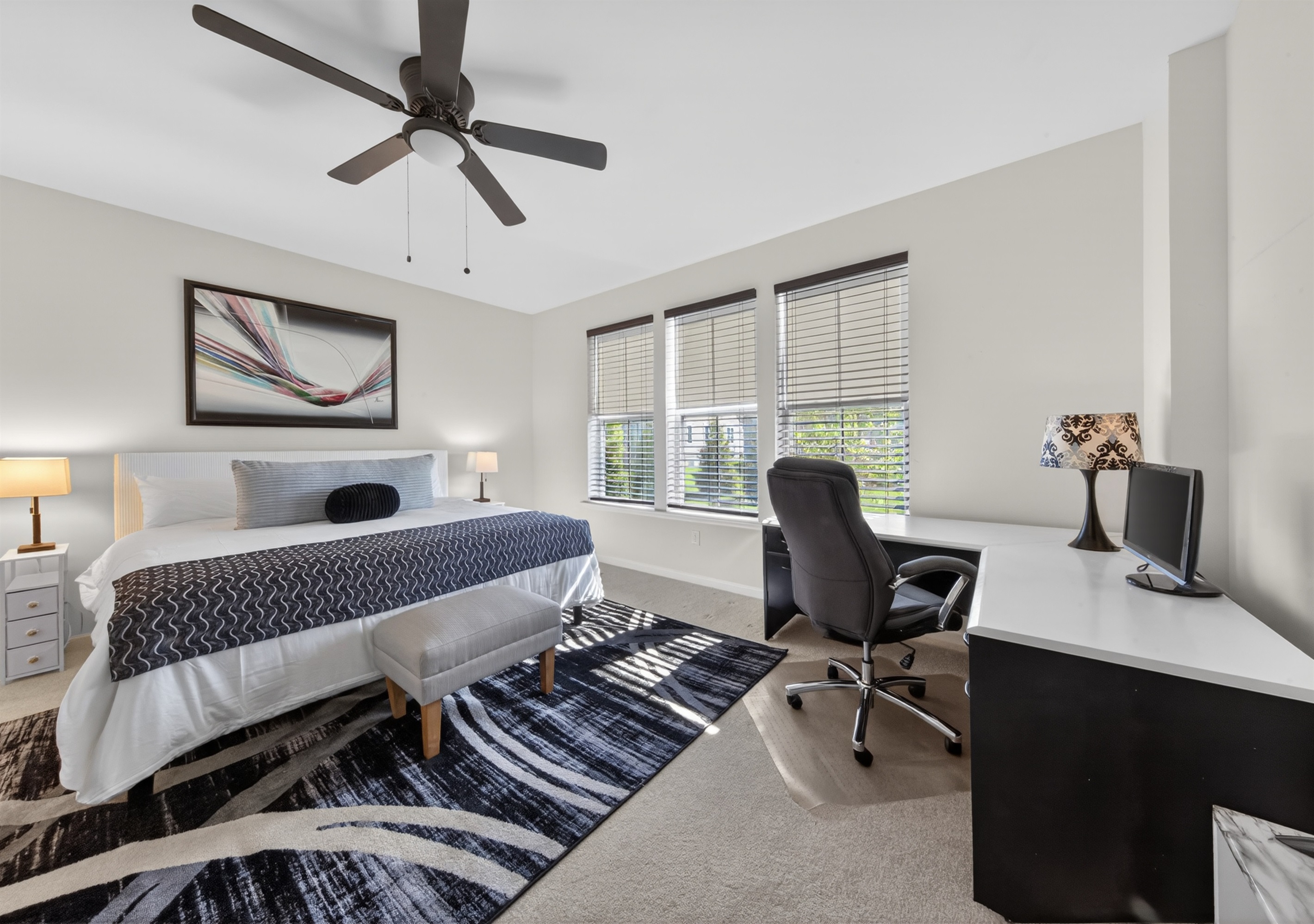 Private workspace in the main bedroom