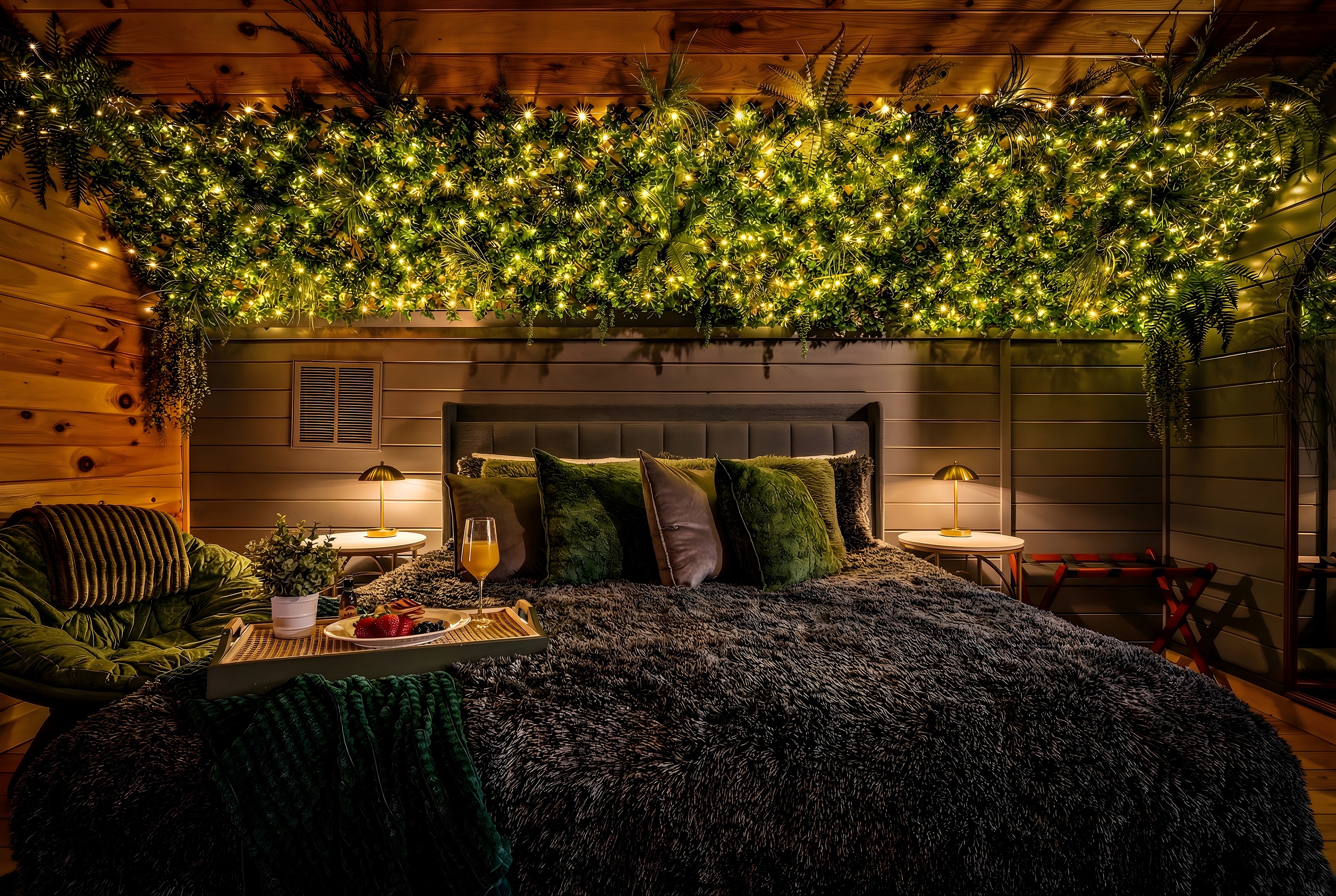 Sink into the king bed under the fairy lights and sleep the kind of sleep you forgot you could have.