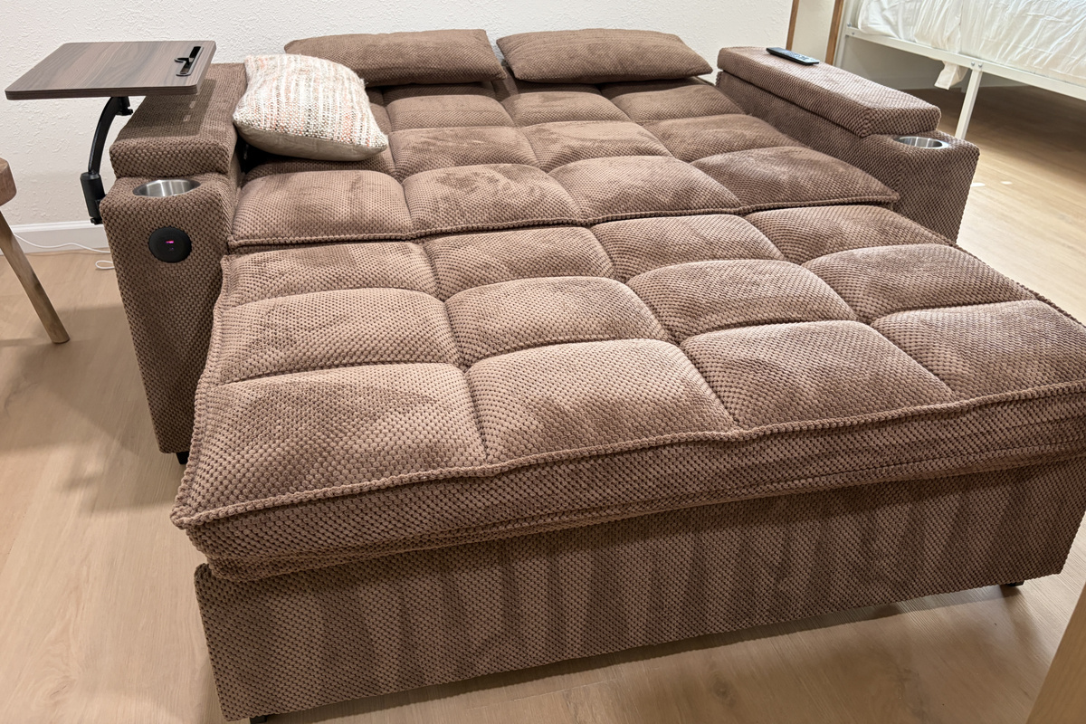 Here's the love seat in full bed mode!