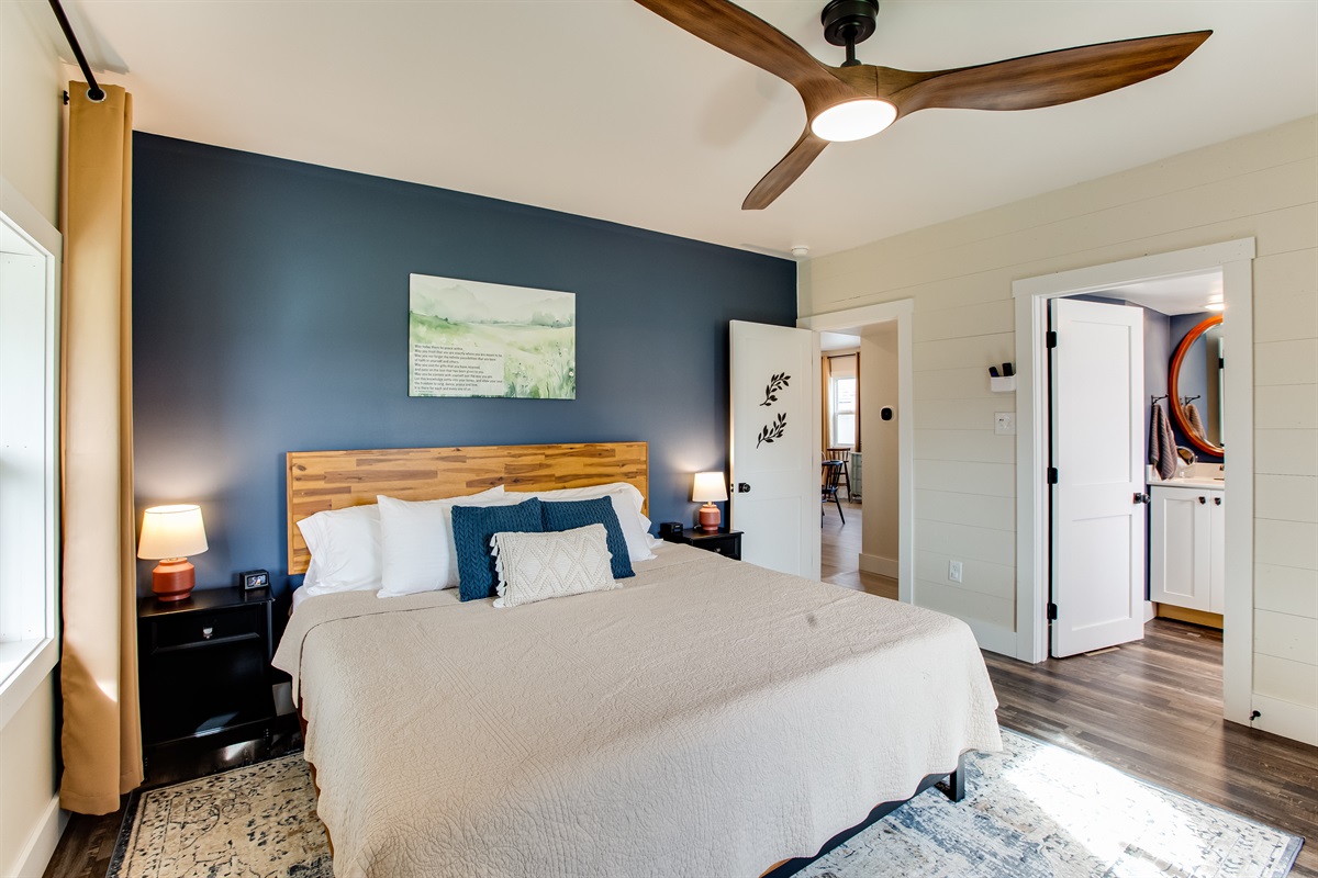 Master bedroom with attached full bathroom