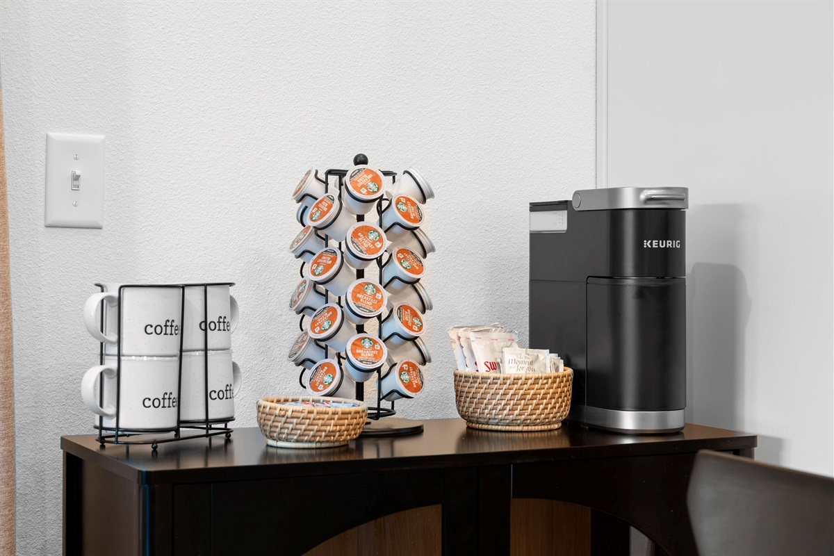 Coffee and beverage station ready for your morning routine.