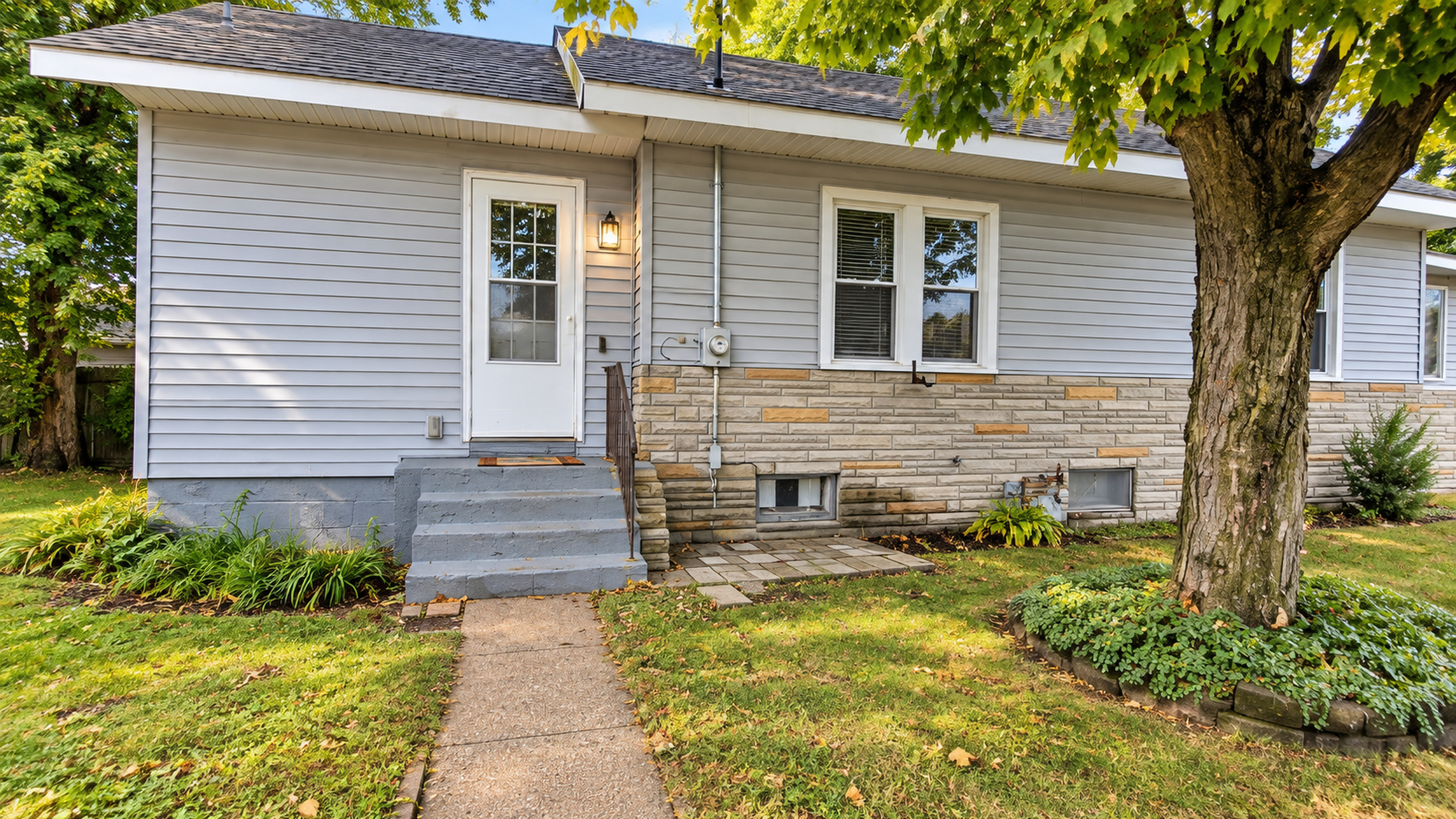Primary guest entrance conveniently located near the garage and quiet street parking.
