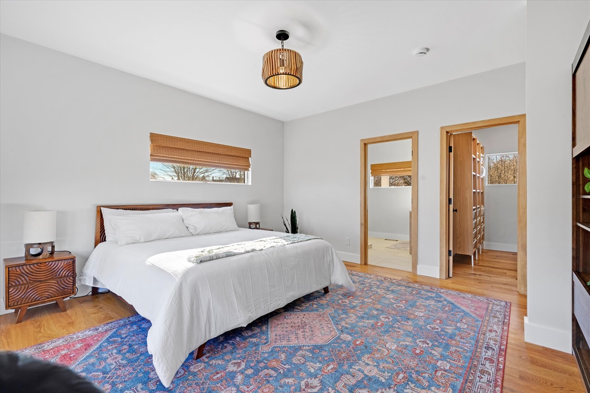 First floor bedroom with a King size bed. 