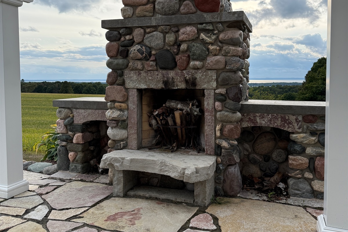 Start a fire in the outdoor fireplace to keep you warm and gather round for smores' after your adventures.