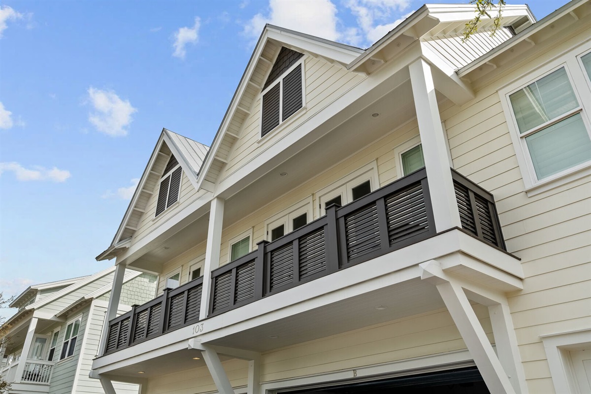 Unit 103 with covered balcony.