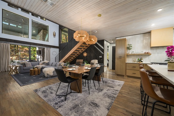 Bright and airy living spaces are open and inviting.