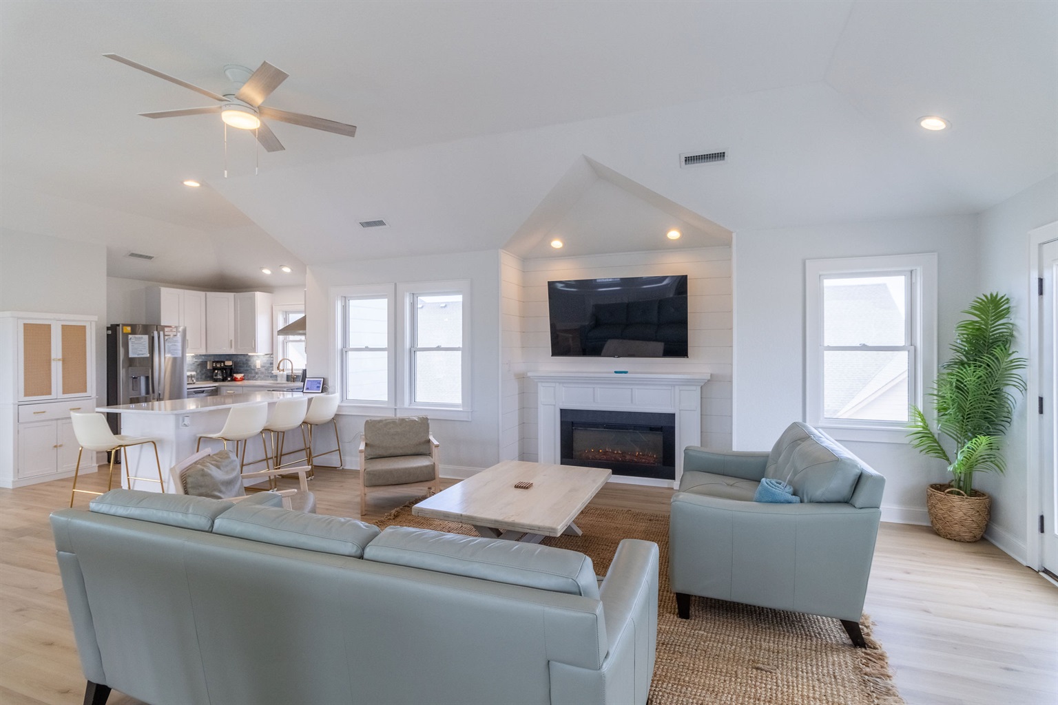 Rest by the fire with the entire family and enjoy a movie on the large ROKU TV