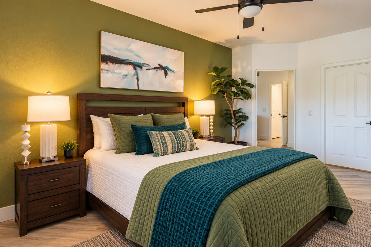 Unwind in this comfortable and thoughtfully designed bedroom