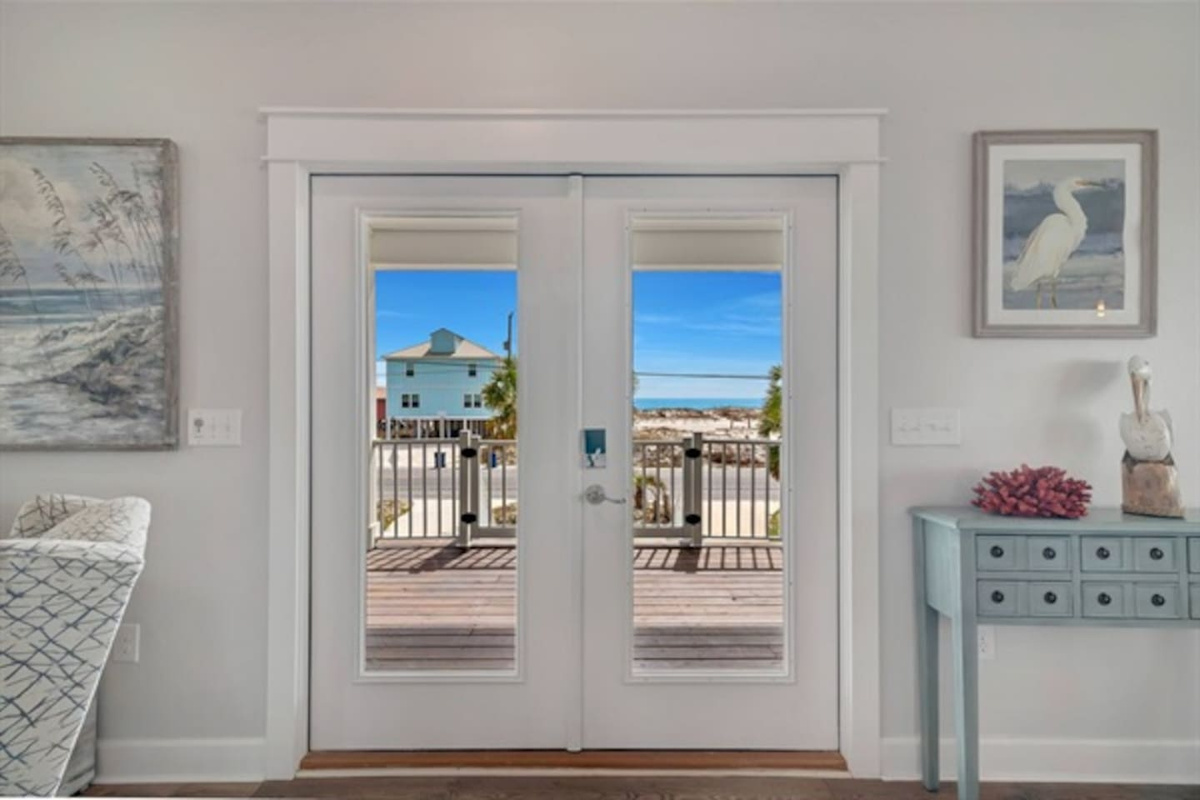 View looking out the front door.