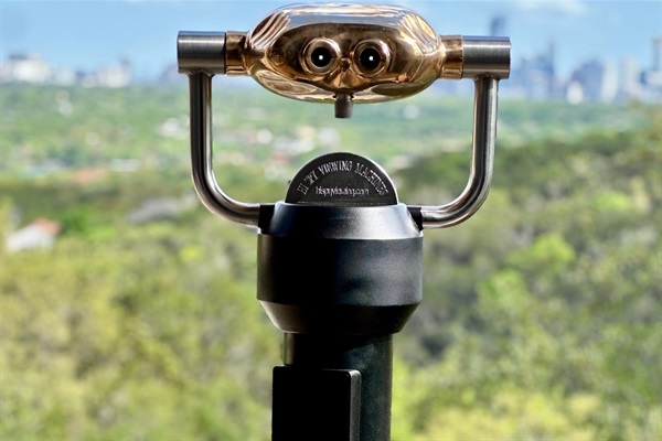 Mounted Telescope for views of downtown and surrounding hill country.