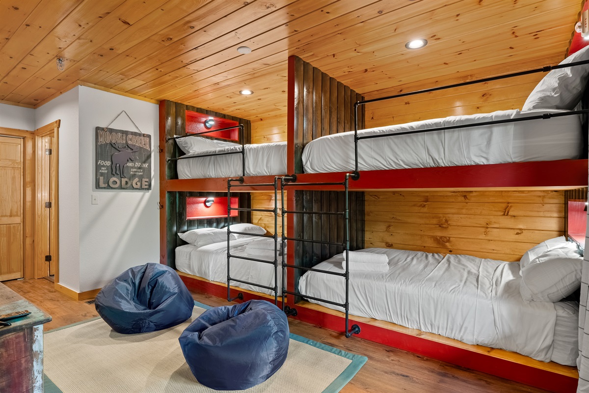The kids will go crazy for large spacious Queen bunks!