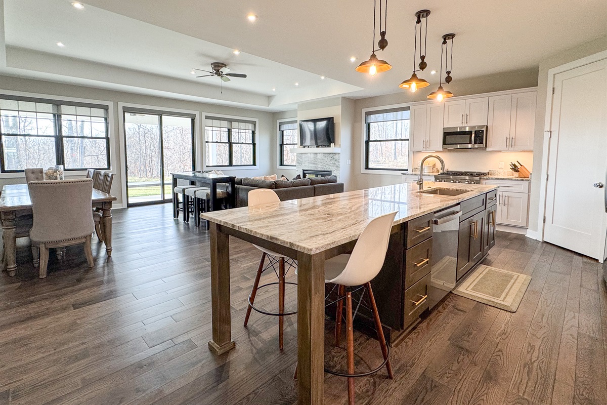 Kitchen with large island.