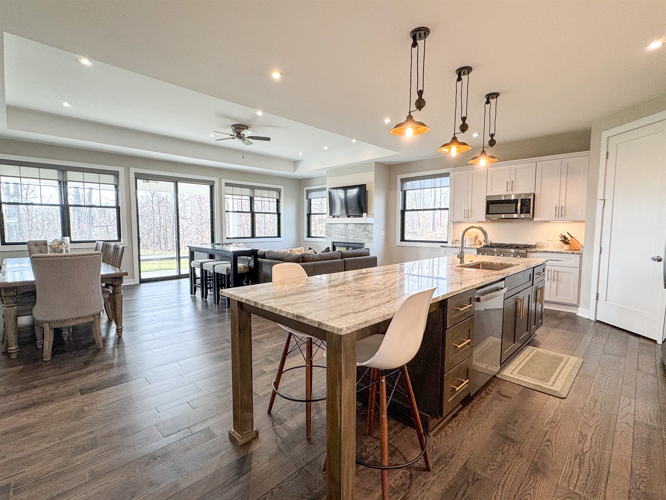 Kitchen with large island.