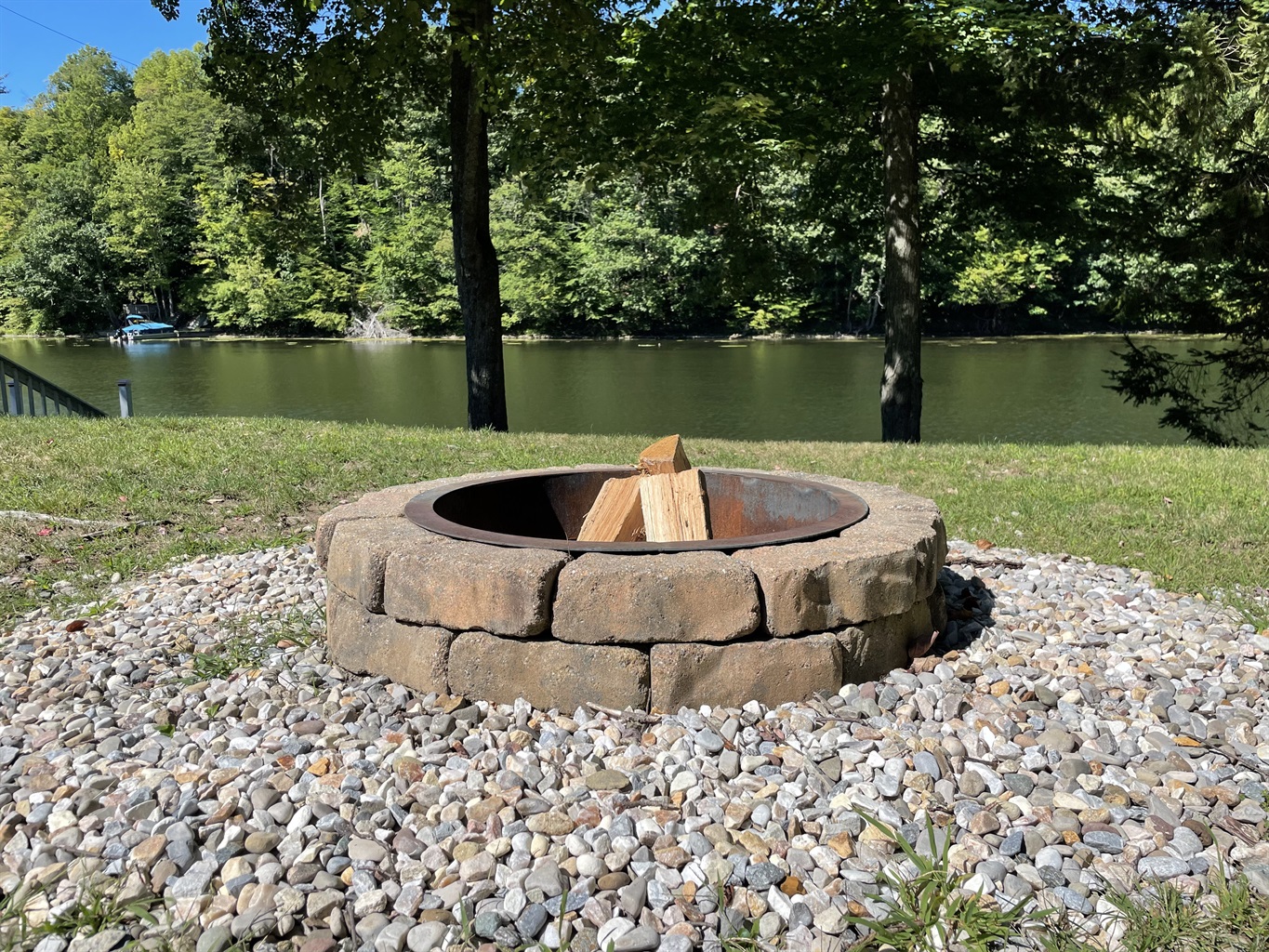 Fire pit overlooking water