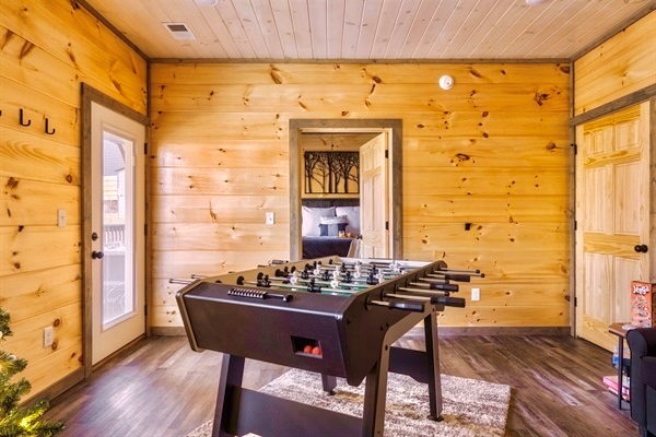 Ready for game night? Enjoy pacman arcade game, foosball and board games while hanging out with family and friends in the game room!