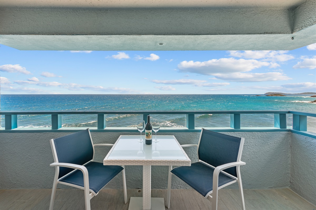 Enjoy a cup of coffee on your balcony with stunning views of the water.