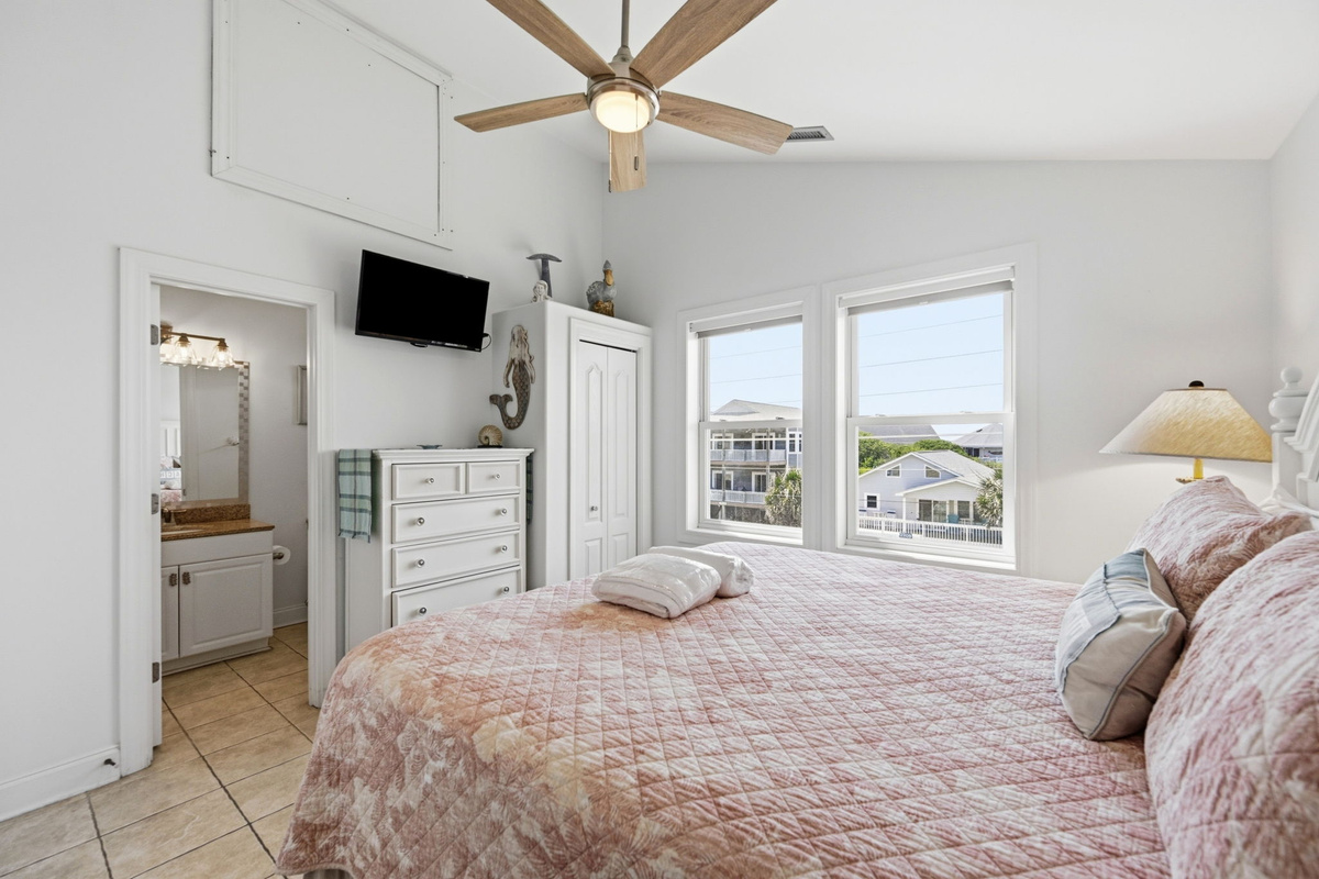 Master bedroom with direct view toward the en-suite bathroom and open layout for comfort and convenience