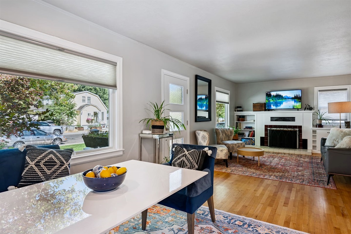 Large windows offer natural sun light