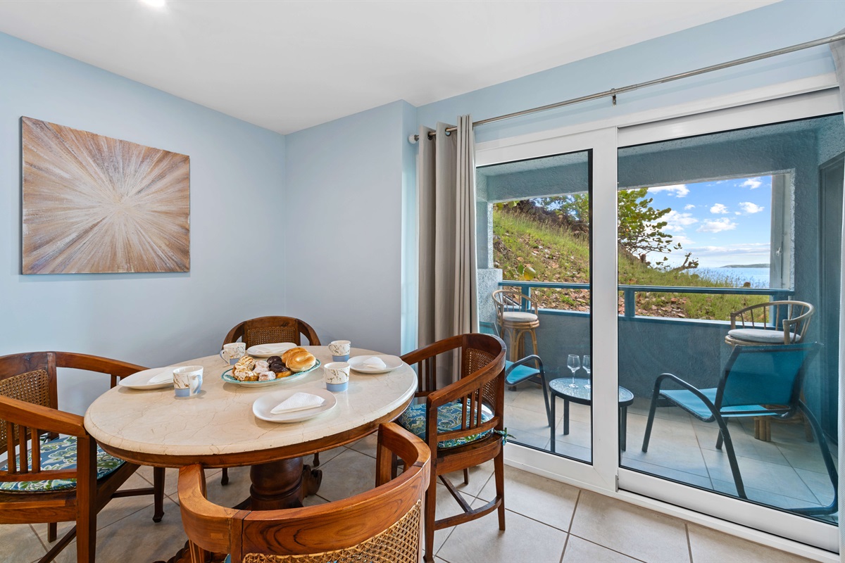 Only steps to balcony from the dining area - enjoy the ocean views!