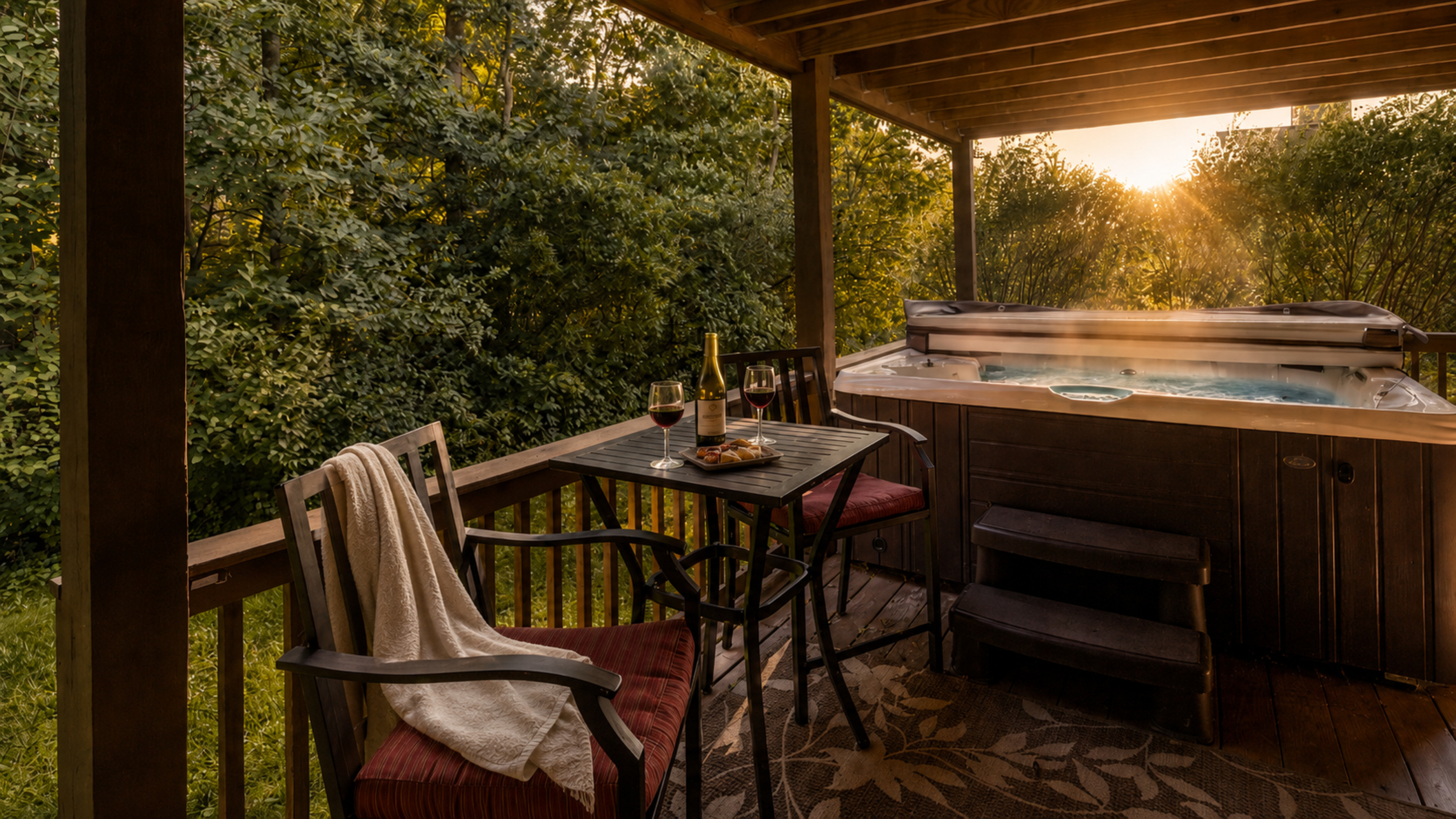 Relax in the covered hot tub after a day of exploring Galena.