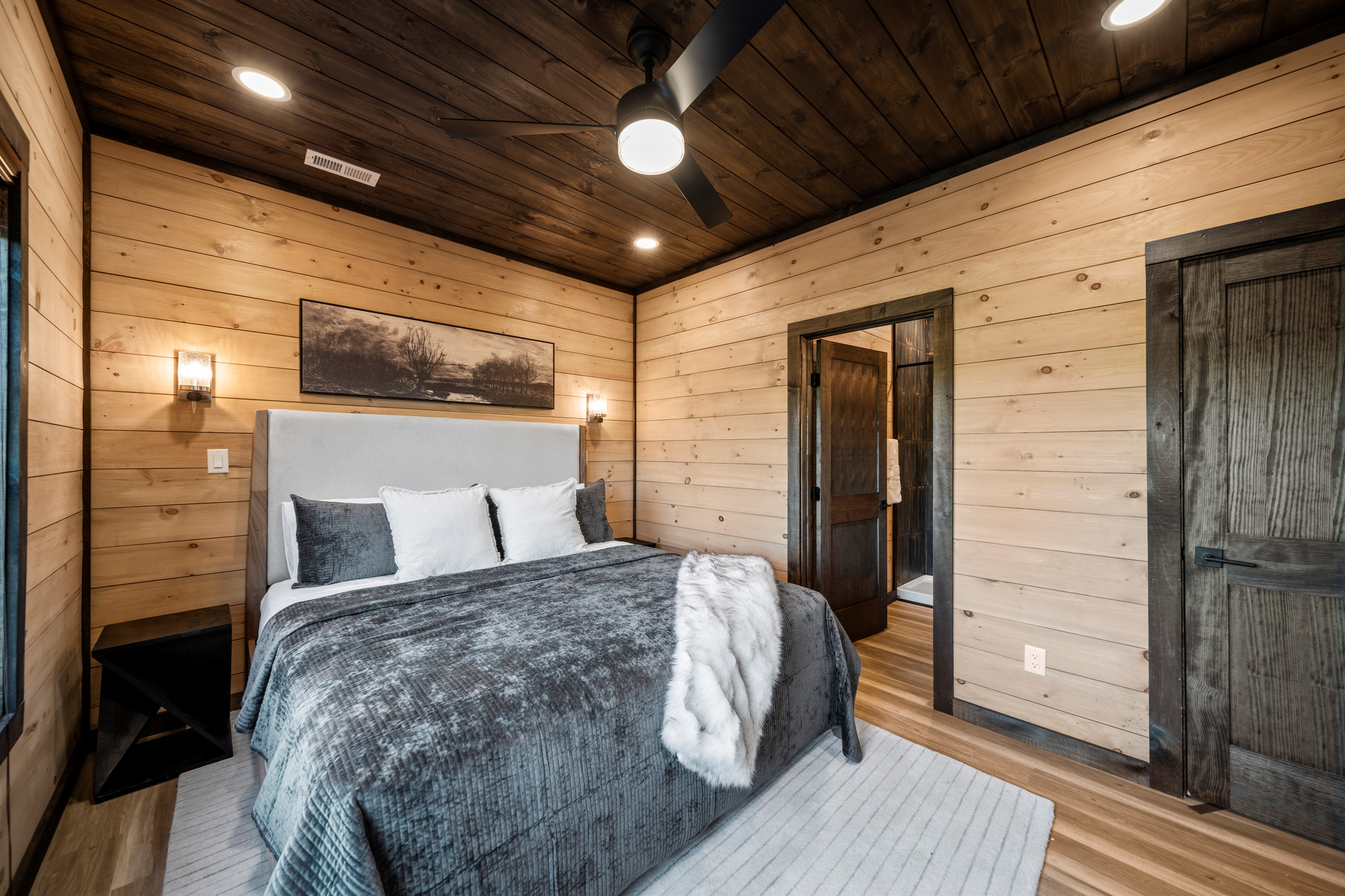 Three king suites with private baths and luxury bedding