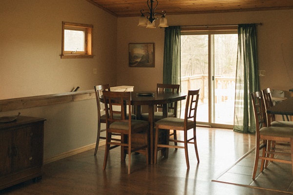 Dining room with slider to deck 