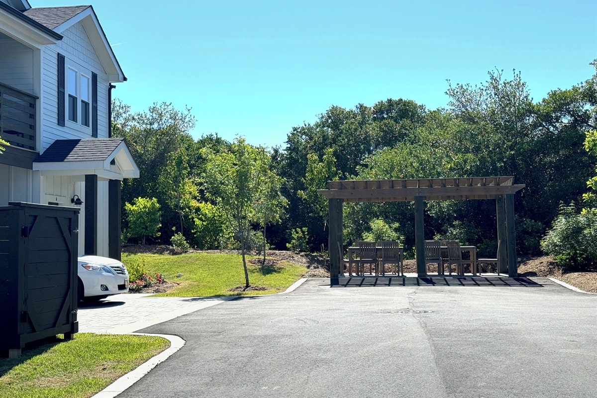 Community outdoor dining for 8-10 on cul-de-sac