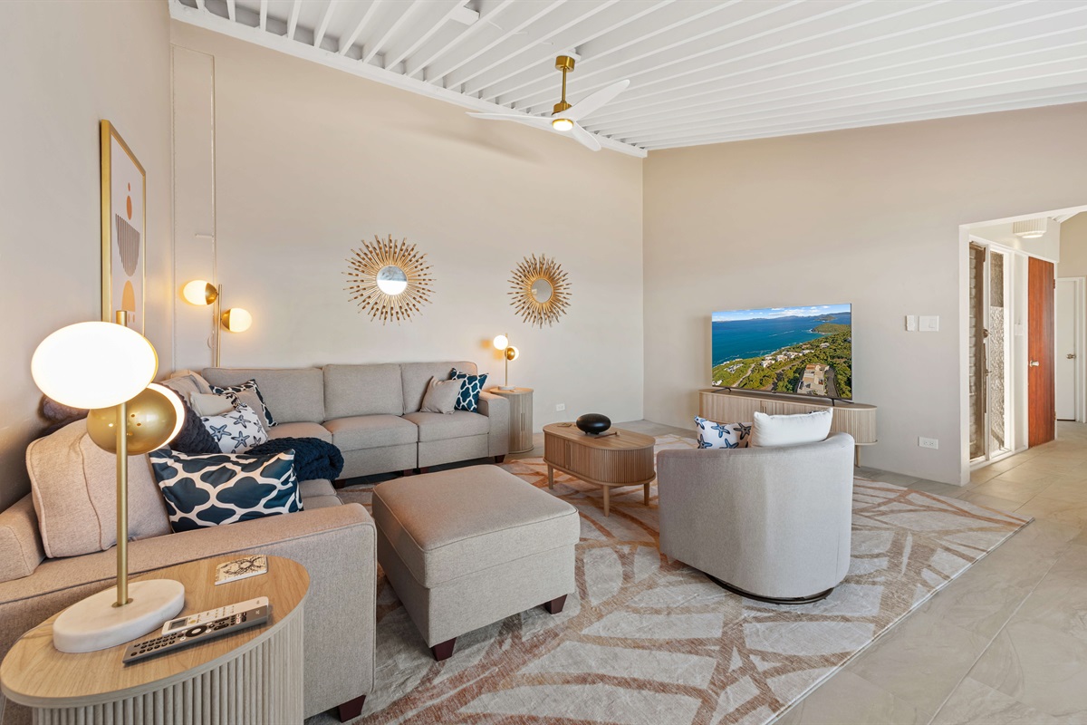 Lots of comfortable seating and a Smart TV in the living room