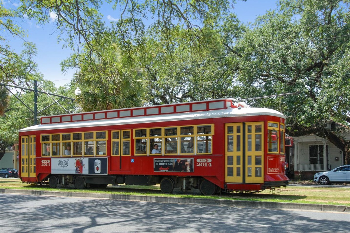 Red street car line travels by the property. Ride downtown for $1.25.