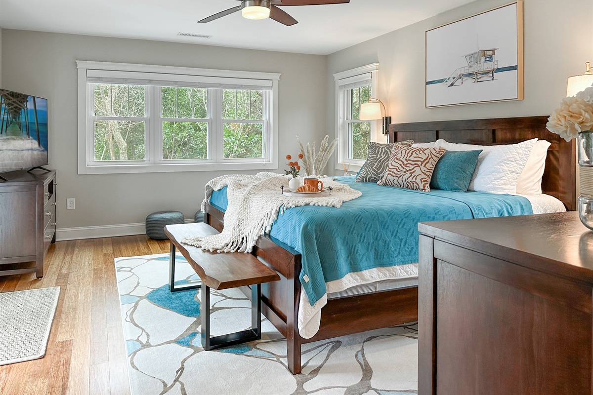 The Master is huge and professionally decorated with a vintage coastal vibe...