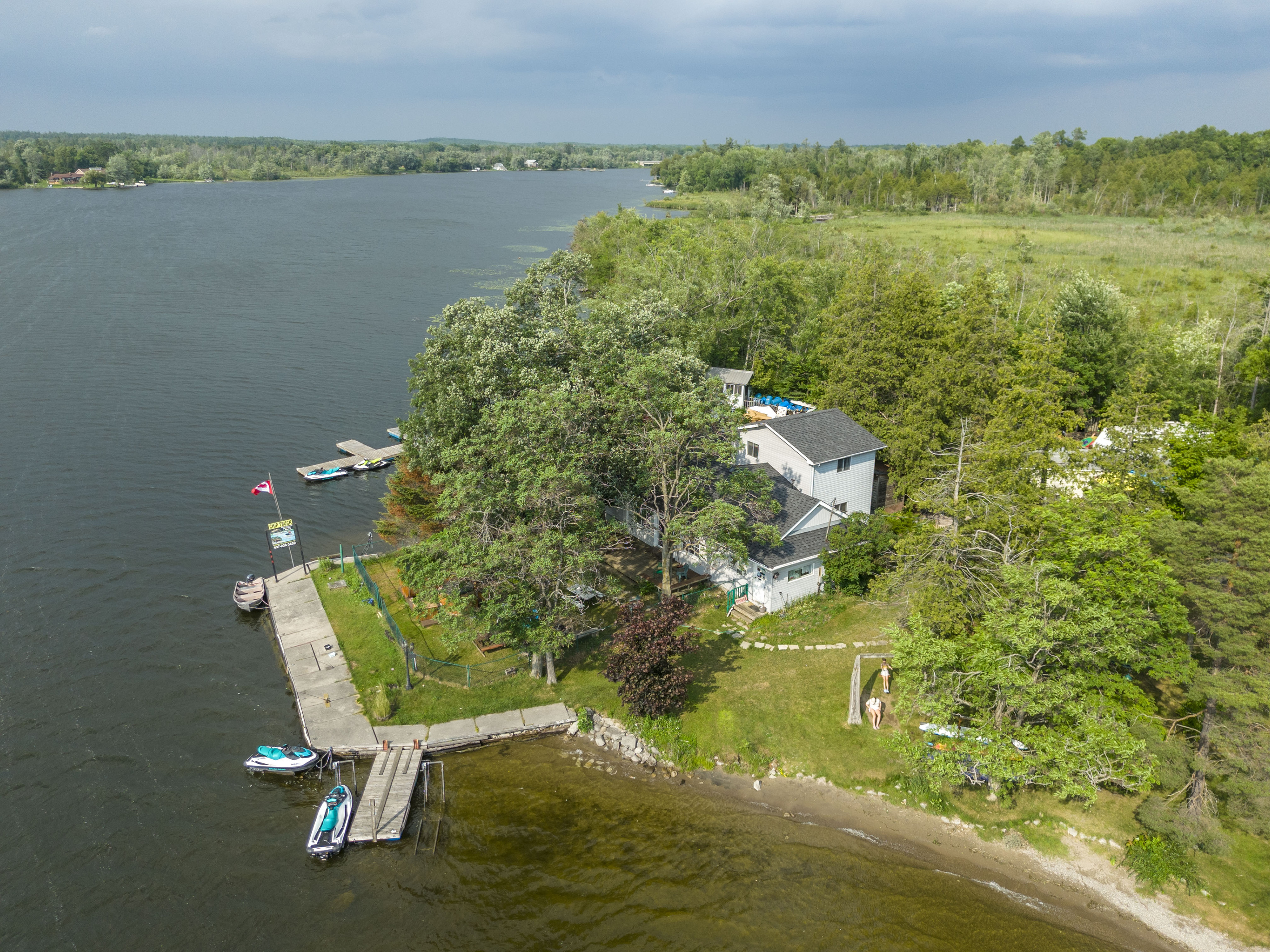 Aerial view of Paradise Escape and the waterfront property