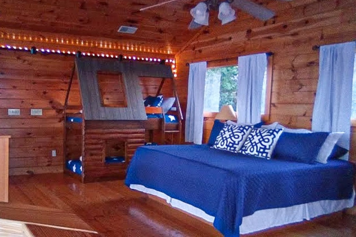 A soft king and twin cabin bunk await you upstairs