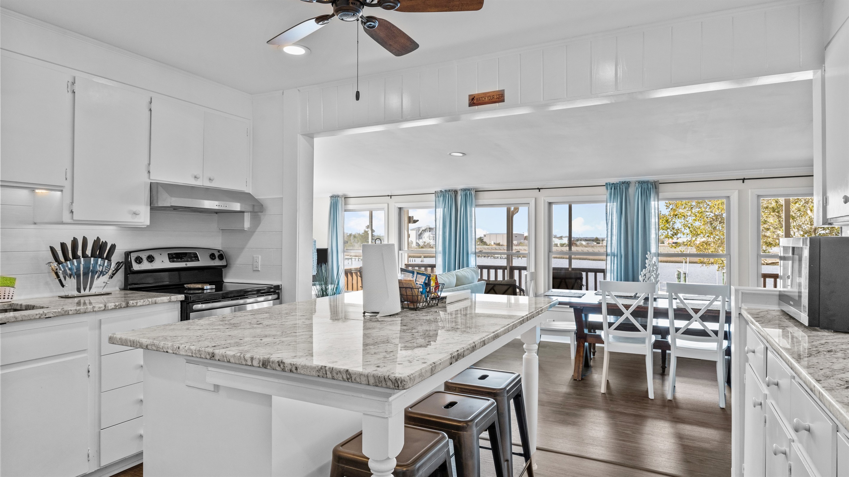 Fully renovated kitchen with view