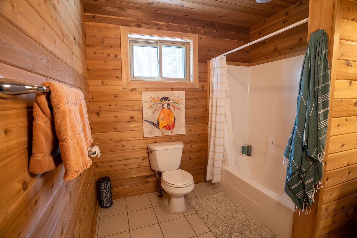 Another view of the downstairs bathroom.  Oh, and you will love the art, even in the bathrooms.