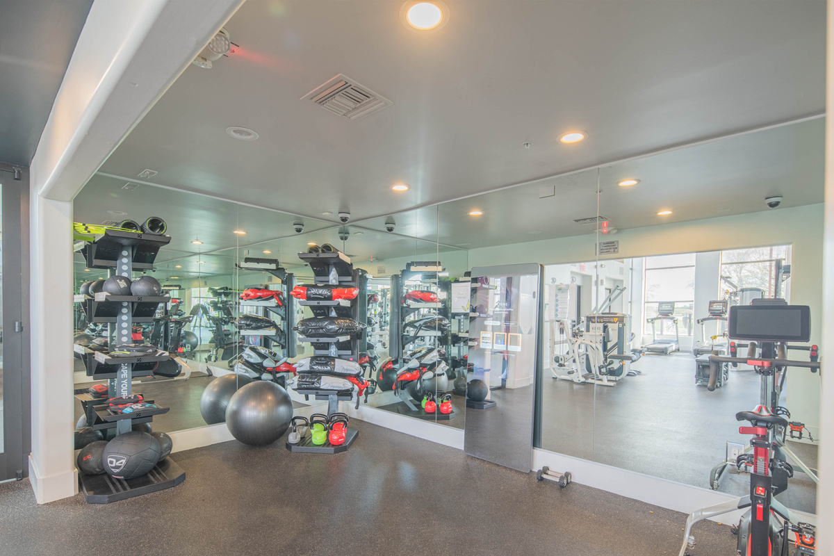 Get your workout groove on anytime, day or night, at our indoor 24/7 gym!