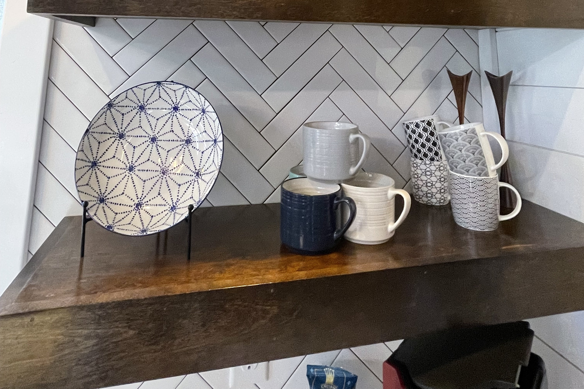 An array of lovely coffee cups to choose fro,m for your caffeine needs!