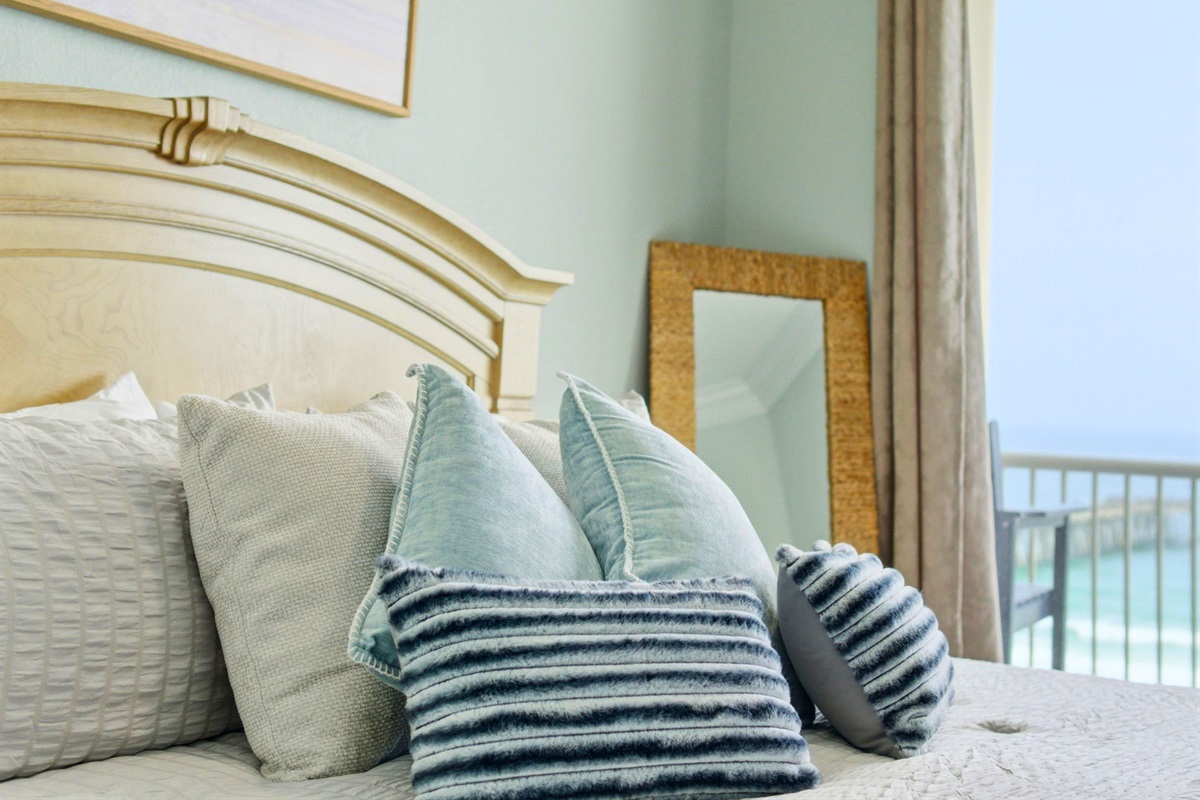 Soft linens, elegant furnishings, and a calming color palette create a relaxing retreat you'll look forward to each evening.
