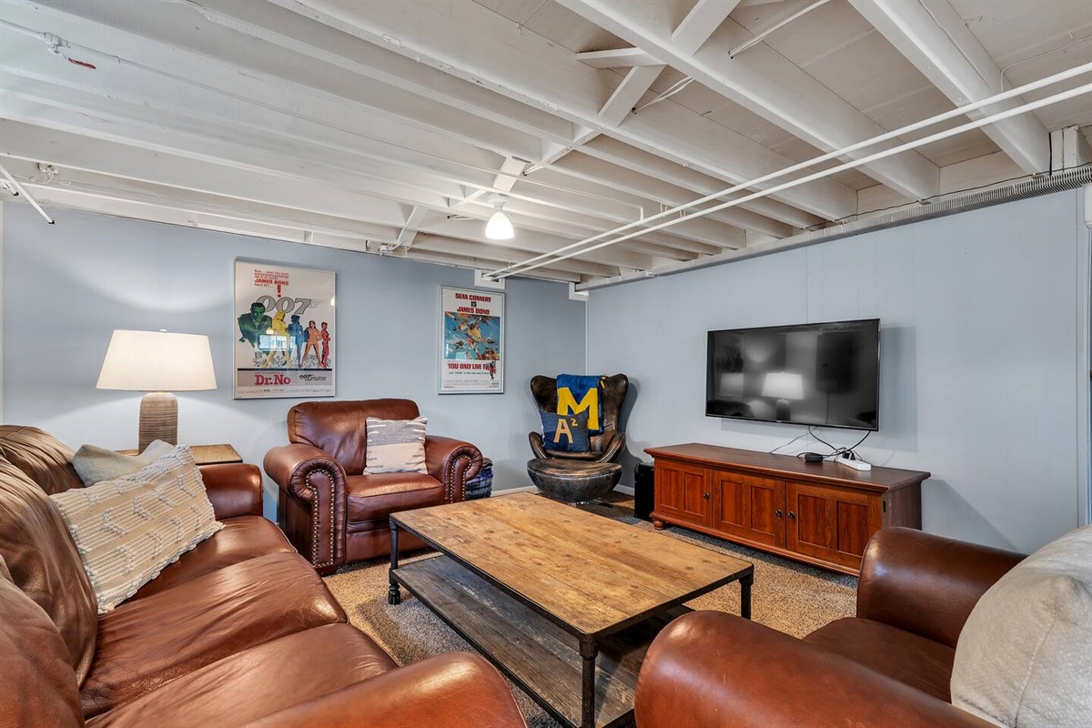 Two living rooms = Double the fun! The basement living room comes with a smart TV