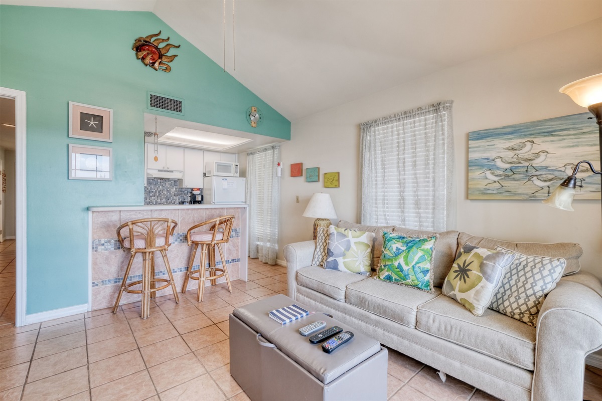 Queen sofa bed available in living area