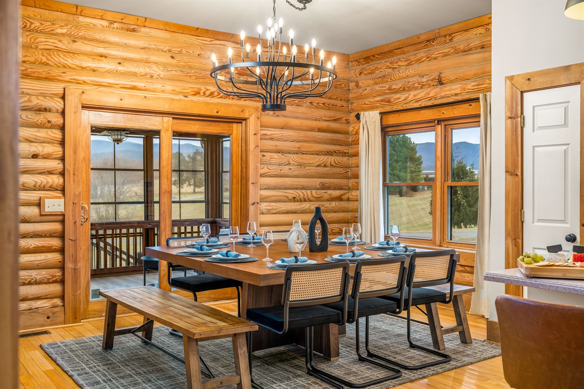 Dine in quiet luxury with friends and family while taking in mountain views.
