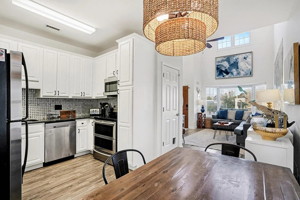 Kitchen and dining flow straight into the great room — perfect for family time