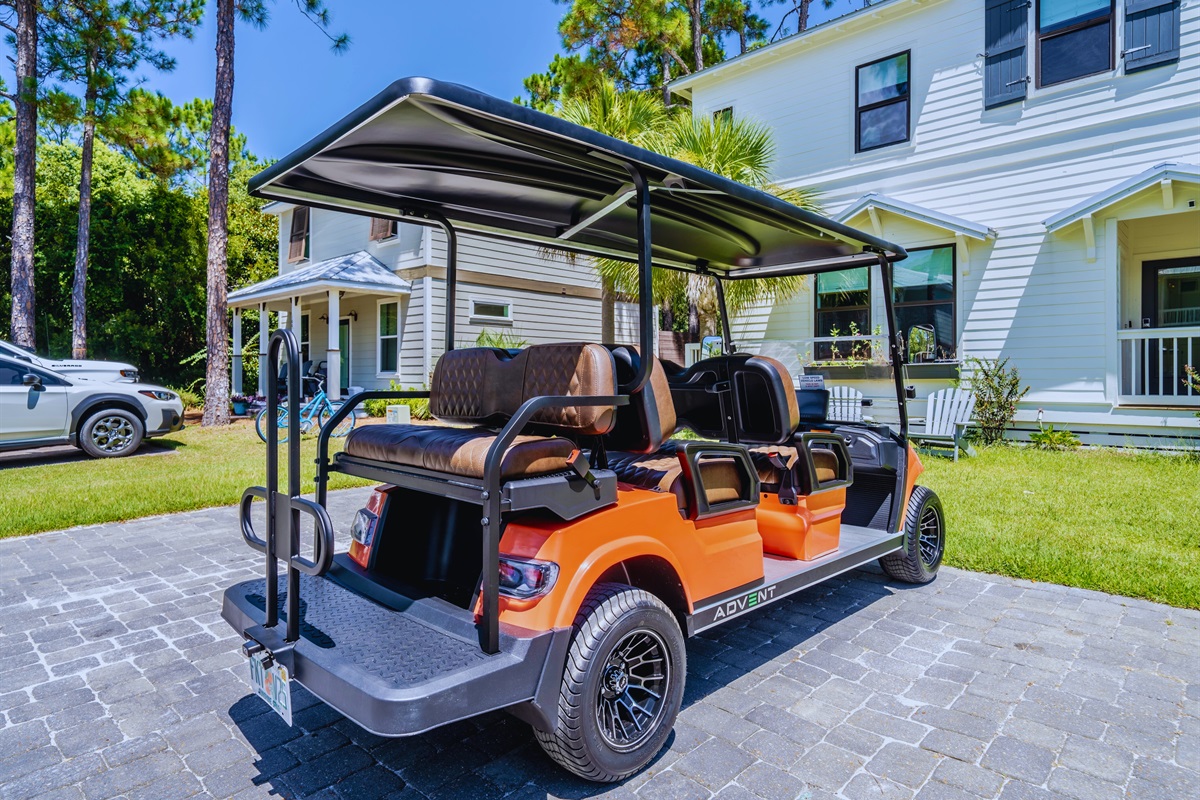 Brand new 6-seater street-legal golf cart free to use during your stay for easy, fun exploring!
