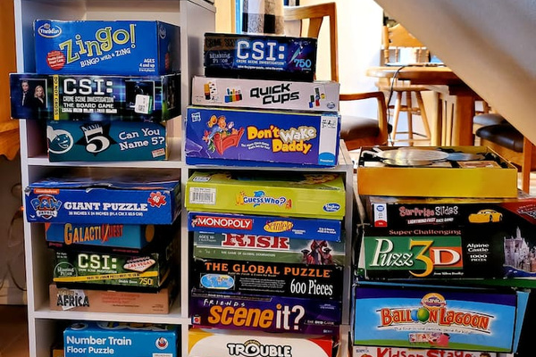Tons of board games and puzzles for adults and kids alike!