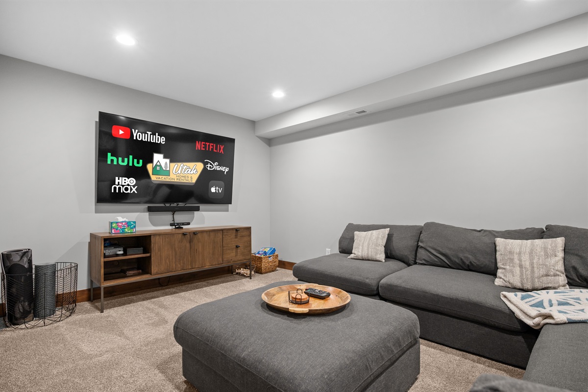 Spacious sectional seating ideal for groups and families