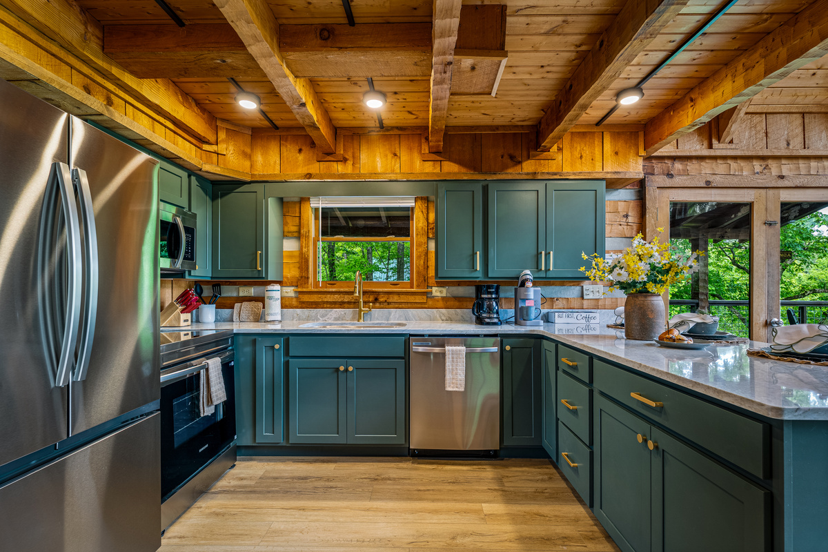Fully-stocked kitchen.