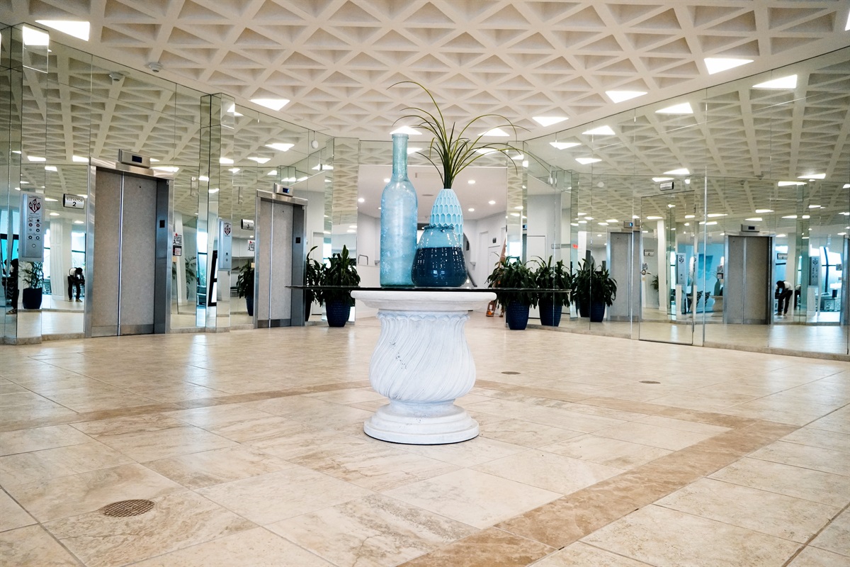 Spacious lobby welcomes you with luxury and light as soon as you arrive.