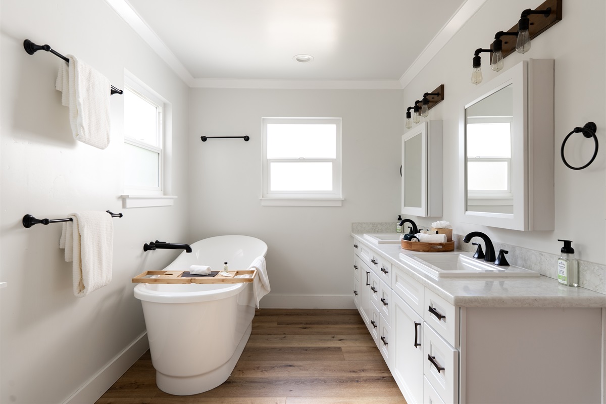 A sleek, airy sanctuary designed for a stress-free morning routine.
