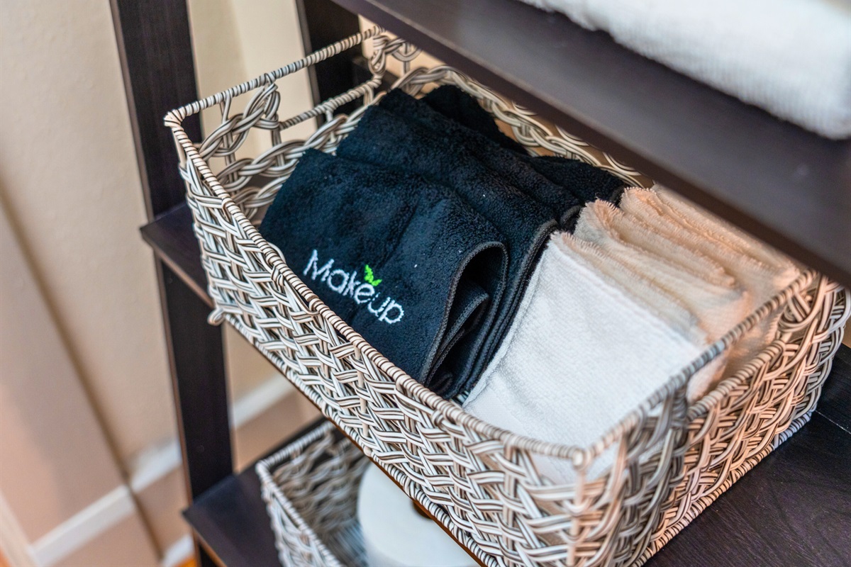 Bathroom essentials are neatly arranged in a thoughtful setup to ensure you feel comfortable and cared for during your stay.