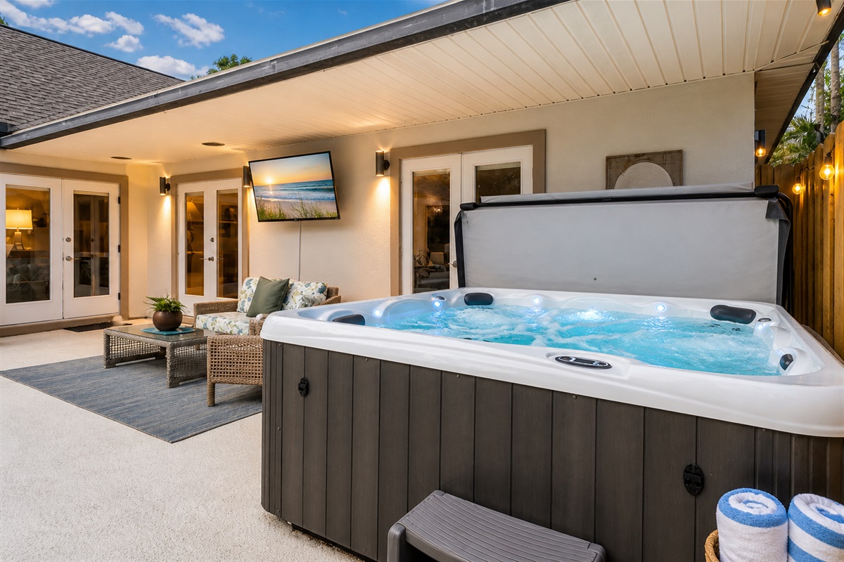 Hanging out in the hot tub 