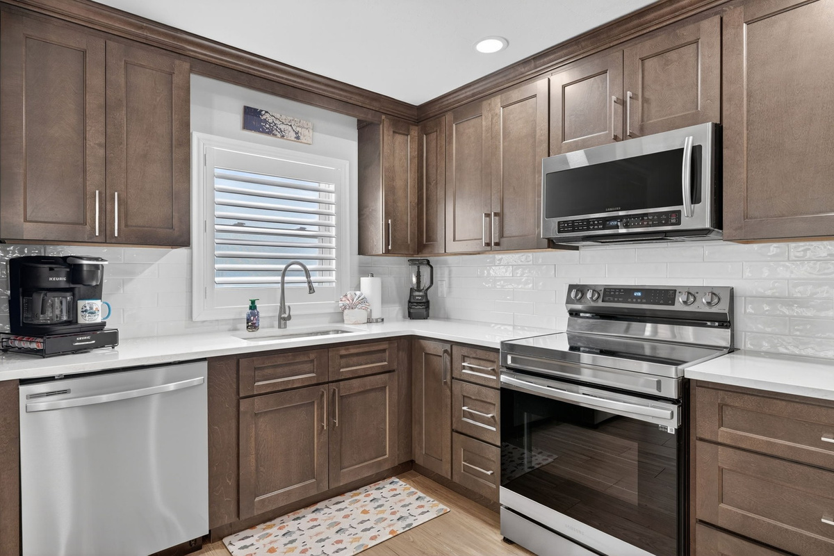Kitchen counter and stove